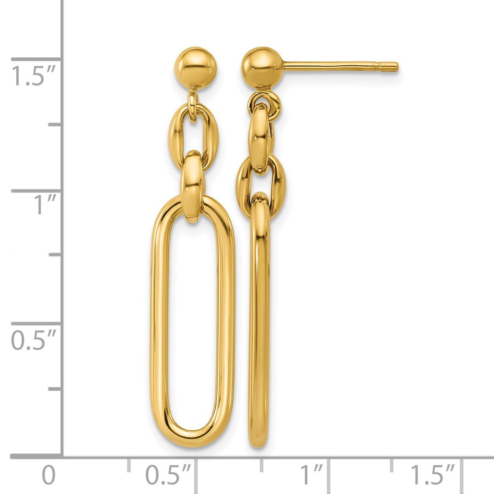 Leslie's 14K Polished Fancy Elongated Oval Link Post Dangle Earrings - Product Photo