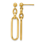 Leslie's 14K Polished Fancy Elongated Oval Link Post Dangle Earrings - Product Photo