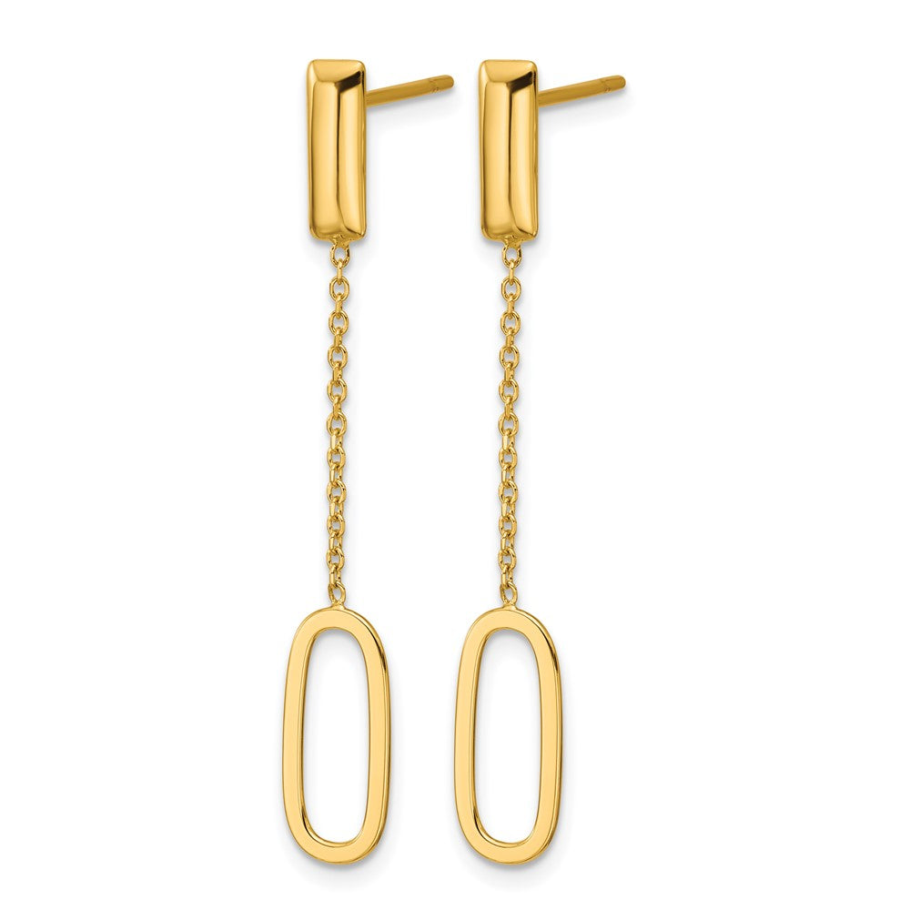 Leslie's 14K Polished Elongated Oval and Bar Post Dangle Earrings - Product Photo