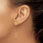 Leslie's 14K Polished Elongated Oval and Bar Post Dangle Earrings - Product Photo