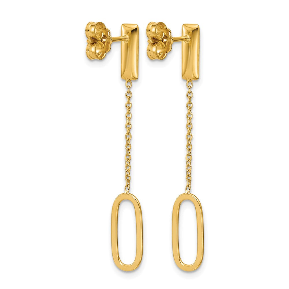 Leslie's 14K Polished Elongated Oval and Bar Post Dangle Earrings - Product Photo