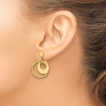 Leslie's 14K Polished Fancy Double Circle Post Dangle Earrings - Product Photo
