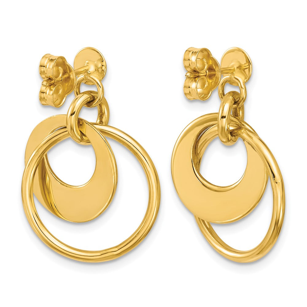 Leslie's 14K Polished Fancy Double Circle Post Dangle Earrings - Product Photo