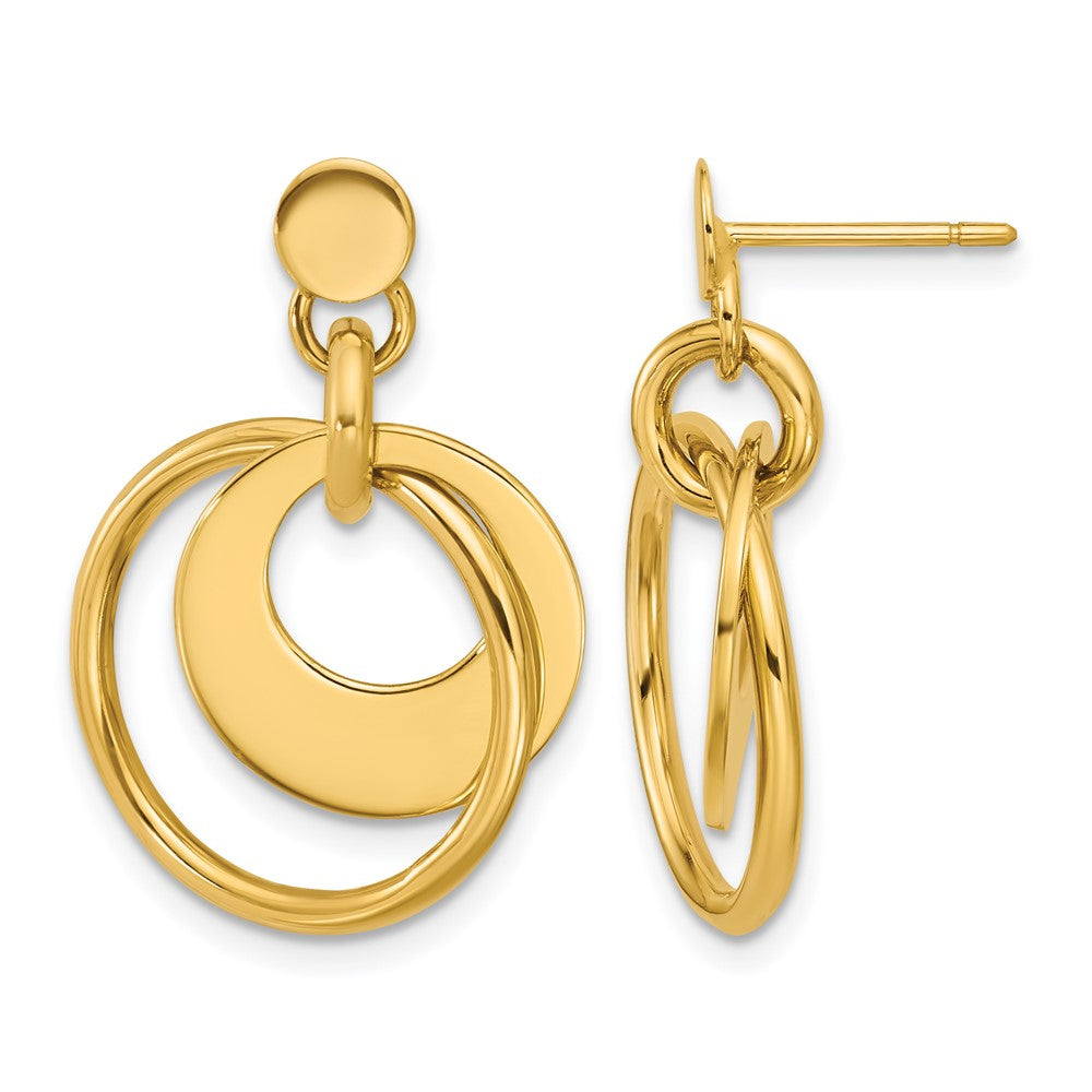 Leslie's 14K Polished Fancy Double Circle Post Dangle Earrings - Product Photo