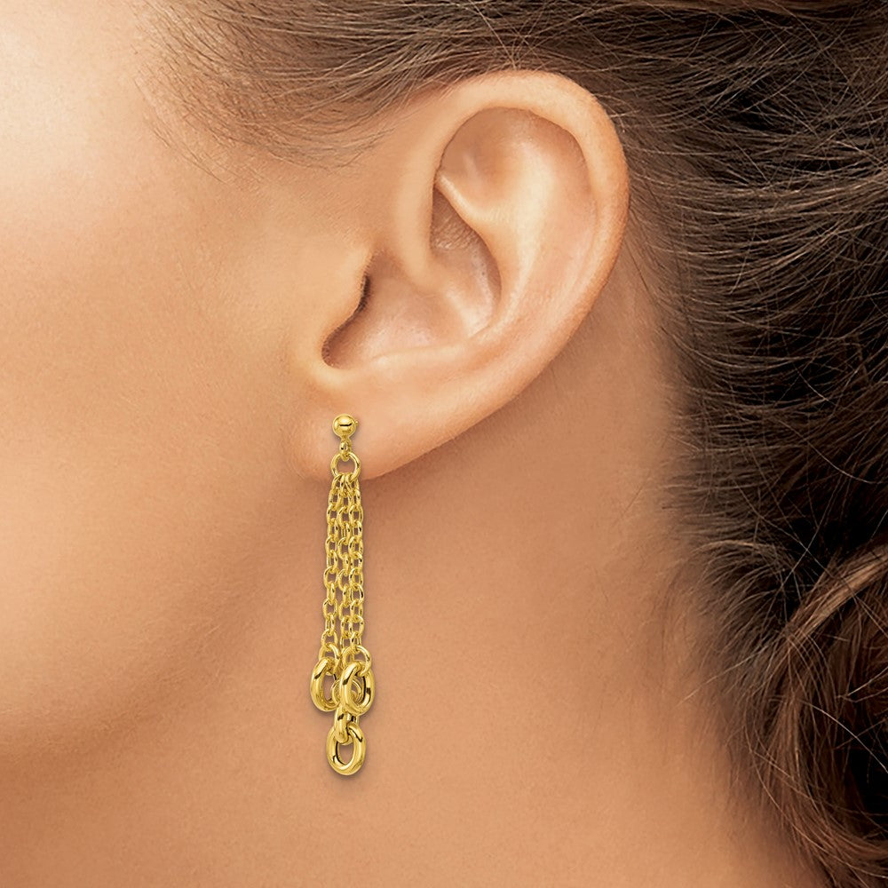 Leslie's 14K Polished Fancy 3-Strand Cable Link Post Dangle Earrings - Product Photo