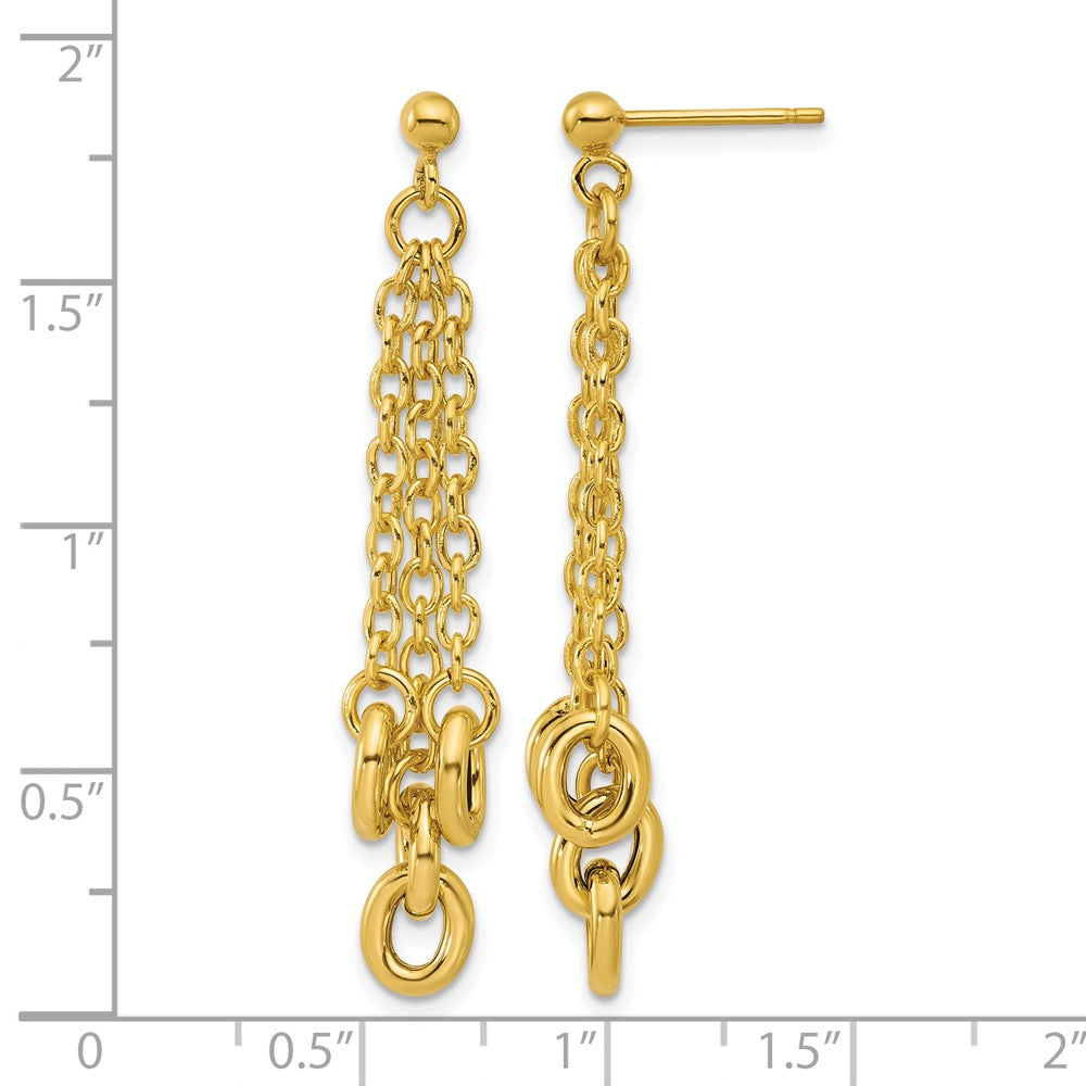 Leslie's 14K Polished Fancy 3-Strand Cable Link Post Dangle Earrings - Product Photo