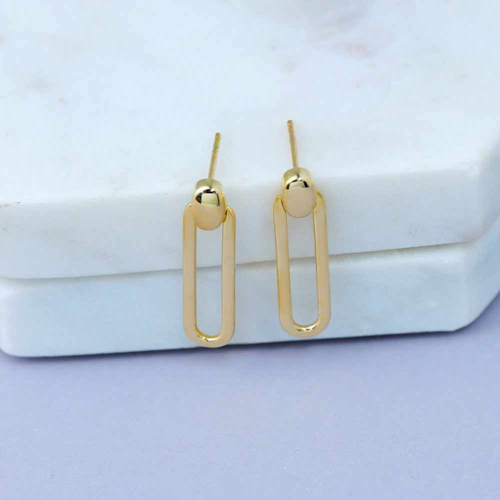 Leslie's 14K Polished Link Dangle Post Earrings - Product Photo