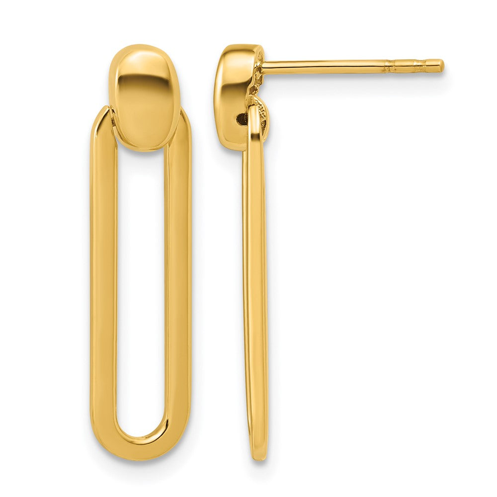 14K Yellow Gold Polished Link Dangle Post Earrings