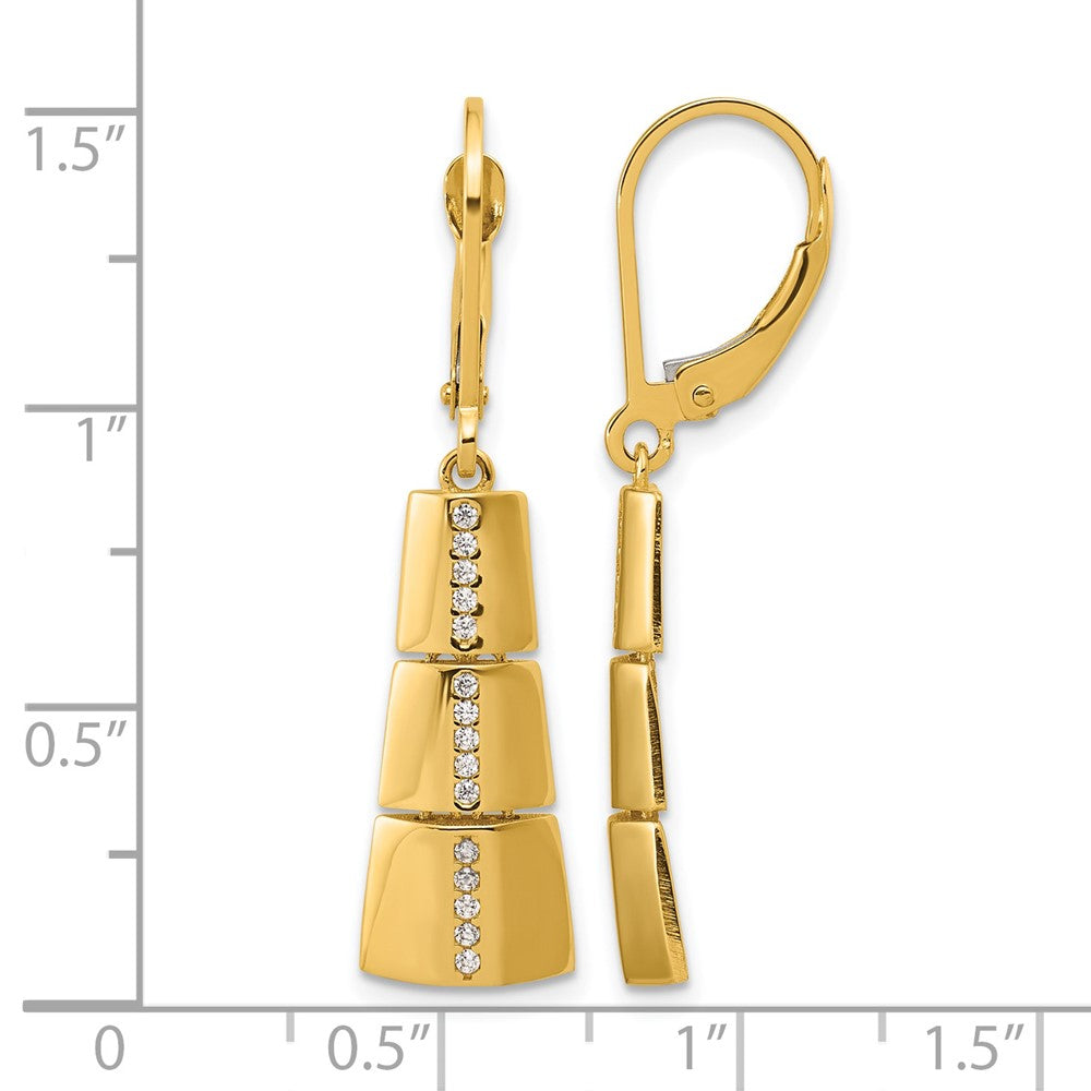 Leslie's 14K Polished CZ Tapered Dangle Leverback Earrings - Product Photo