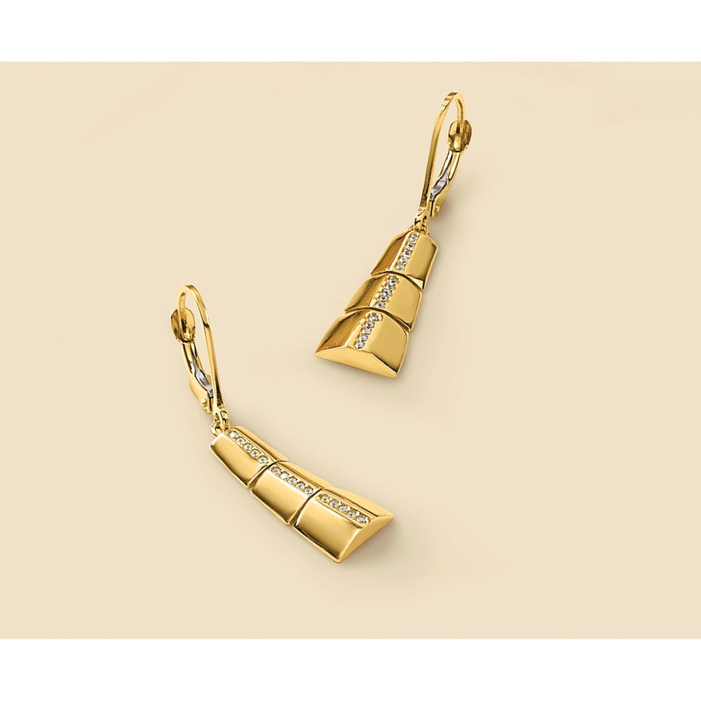 Leslie's 14K Polished CZ Tapered Dangle Leverback Earrings - Product Photo