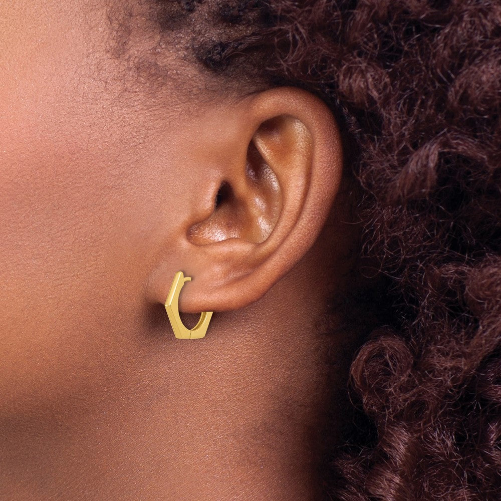 Leslie's 14K Polished Hexagon Hinged Hoop Earrings - Product Photo