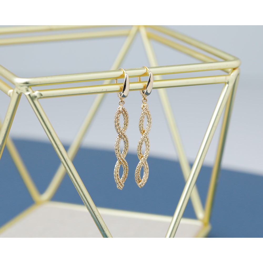 Leslie's 14K Polished Fancy Woven Dangle Leverback Earrings - Product Photo