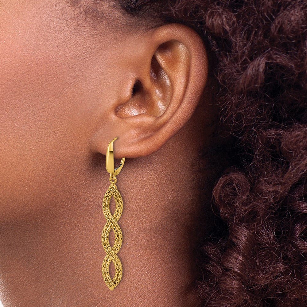 Leslie's 14K Polished Fancy Woven Dangle Leverback Earrings - Product Photo