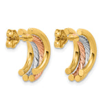 Leslie's 14K w/Rhod/Rose Gold-plat Polished/Twisted J-Hoop Post Earrings - Product Photo