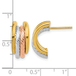 Leslie's 14K w/Rhod/Rose Gold-plat Polished/Twisted J-Hoop Post Earrings - Product Photo