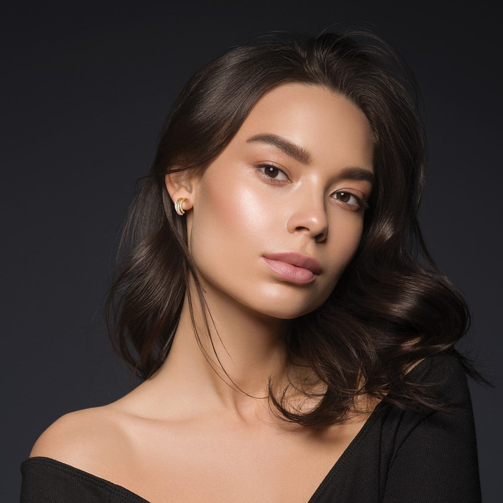 Leslie's 14K w/Rhod/Rose Gold-plat Polished/Twisted J-Hoop Post Earrings - Product Photo