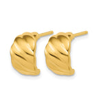 Leslie's 14K Polished and Grooved J-Hoop Post Earrings - Product Photo