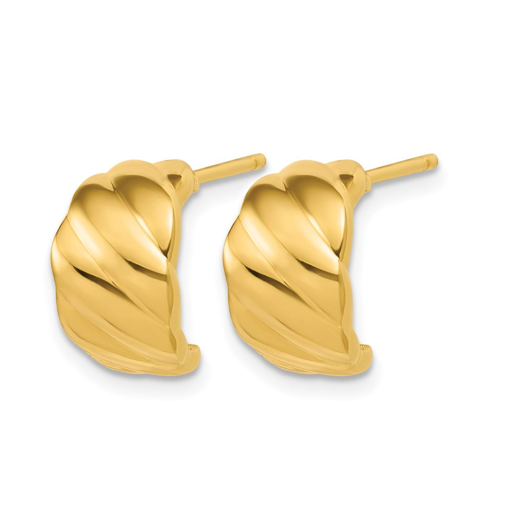 Leslie's 14K Polished and Grooved J-Hoop Post Earrings - Product Photo
