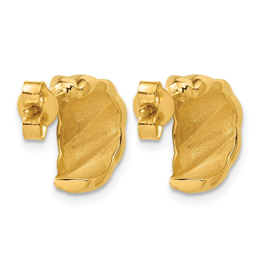 Leslie's 14K Polished and Grooved J-Hoop Post Earrings - Product Photo