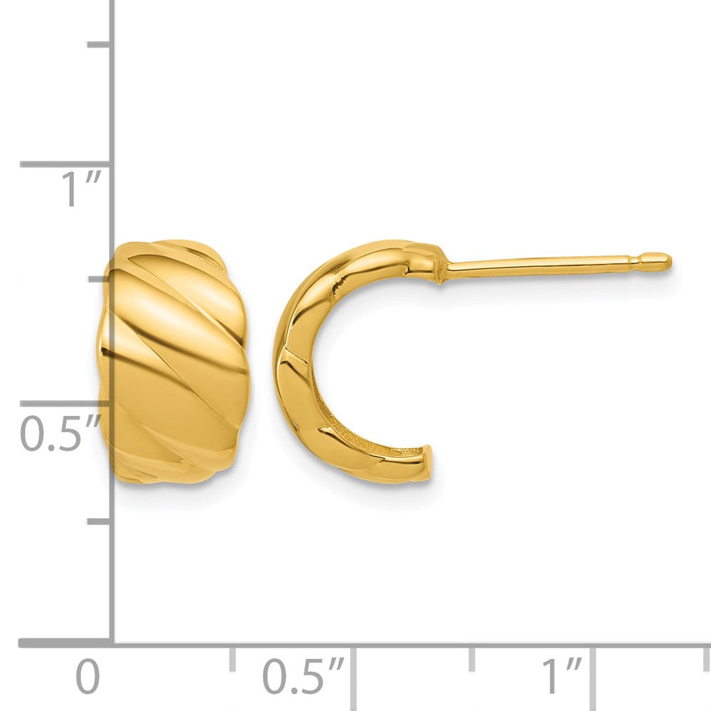 Leslie's 14K Polished and Grooved J-Hoop Post Earrings - Product Photo