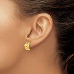 Leslie's 14K Polished and Grooved J-Hoop Post Earrings - Product Photo