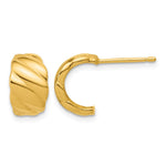 Leslie's 14K Polished and Grooved J-Hoop Post Earrings - Product Photo