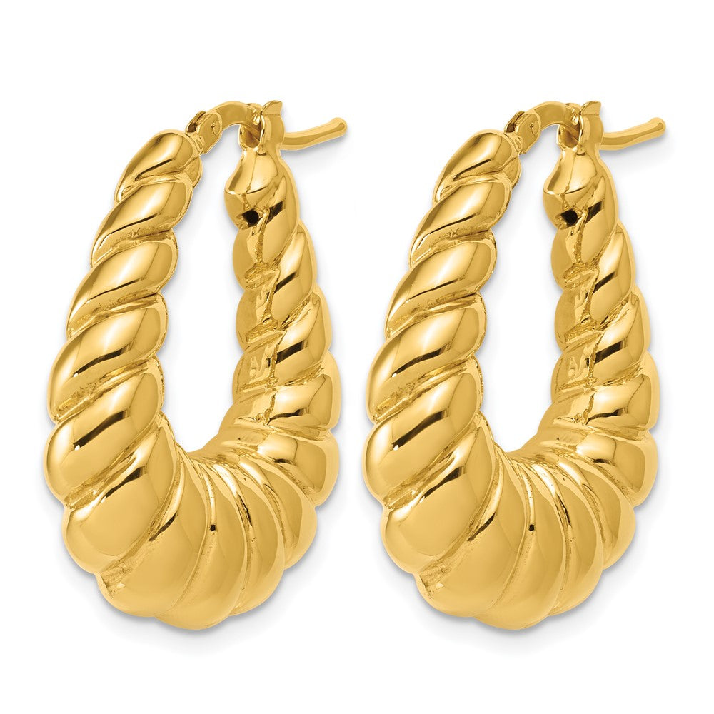 Leslie's 14K Polished Scallop Oval Hoop Earrings - Product Photo