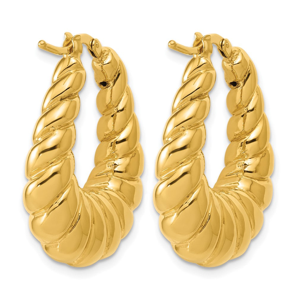 Leslie's 14K Polished Scallop Oval Hoop Earrings - Product Photo