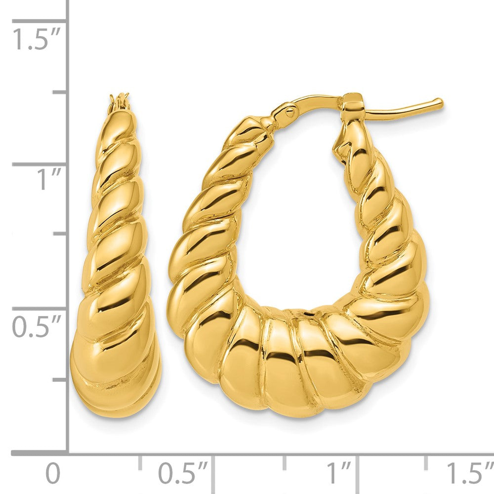 Leslie's 14K Polished Scallop Oval Hoop Earrings - Product Photo
