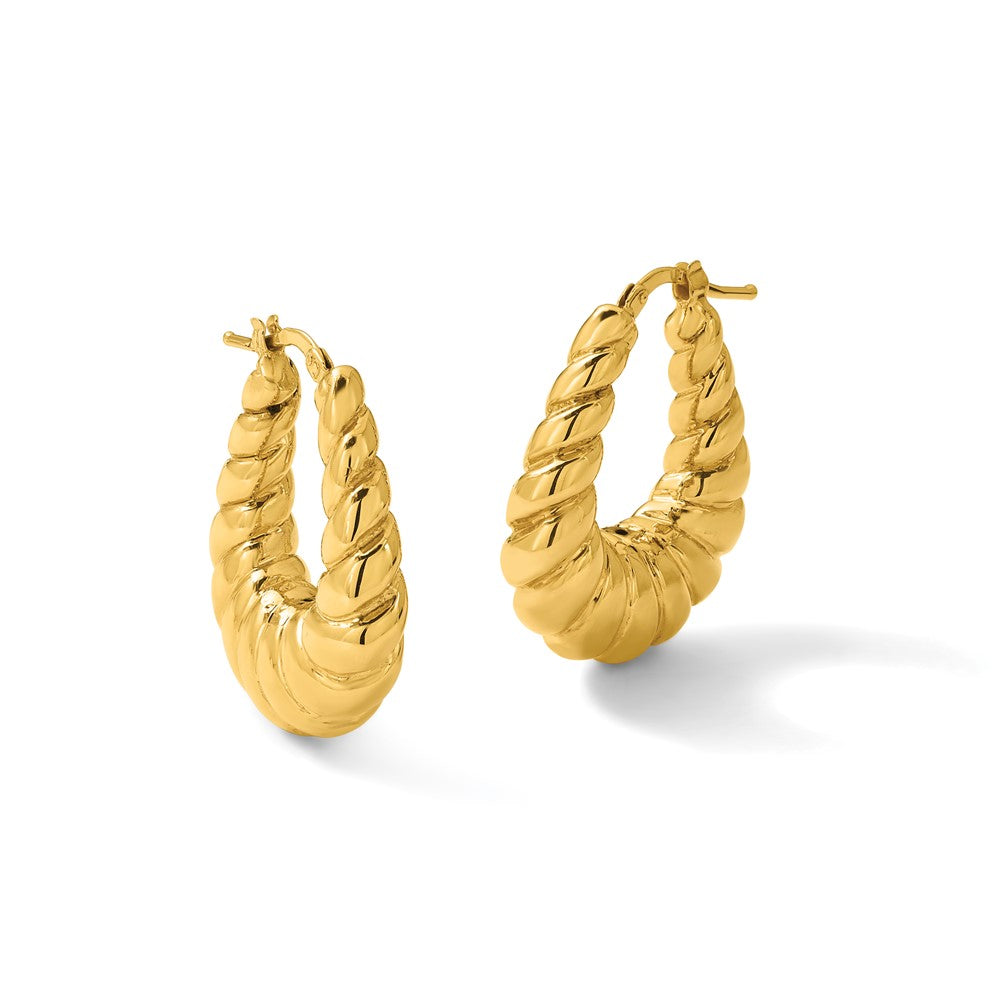Leslie's 14K Polished Scallop Oval Hoop Earrings - Product Photo