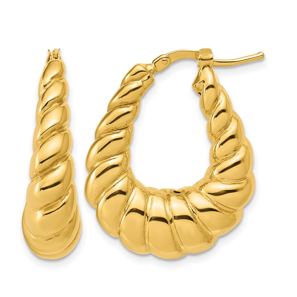 Leslie's 14K Polished Scallop Oval Hoop Earrings - Product Photo