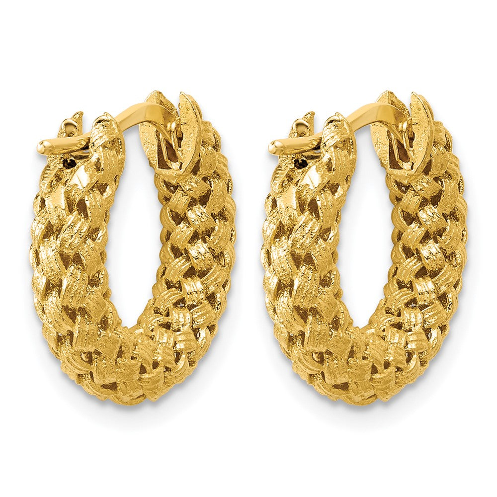 Leslie's 14K Polished and Textured Woven Hoop Earrings - Product Photo