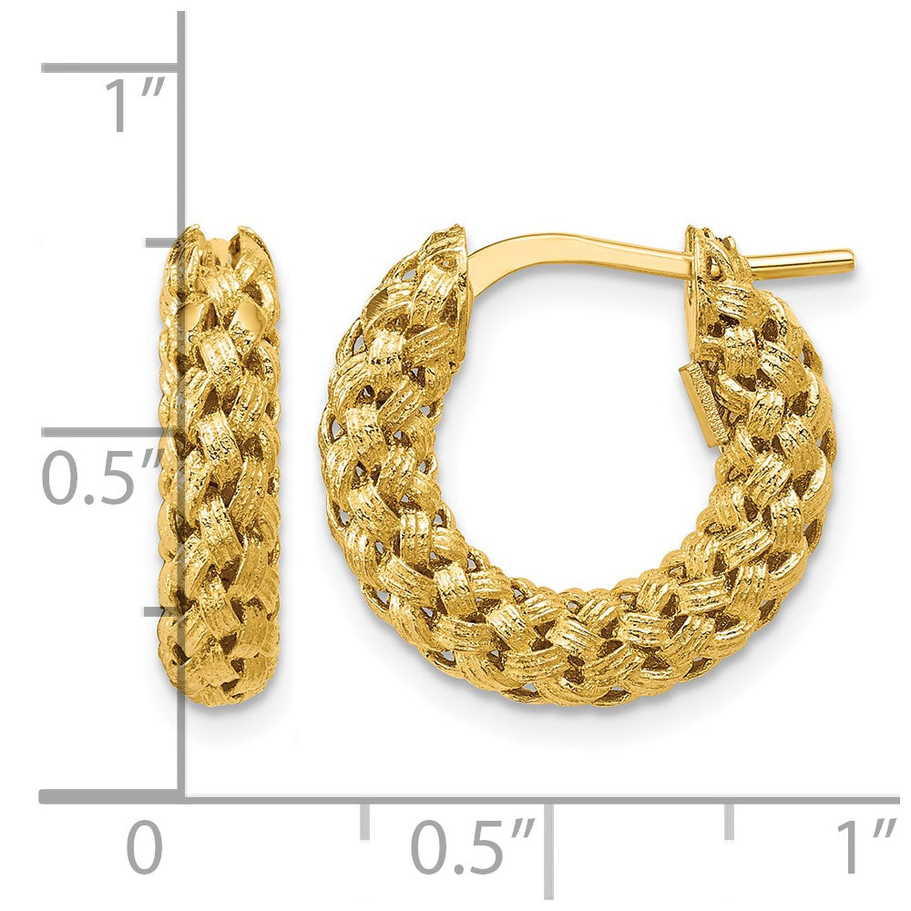 Leslie's 14K Polished and Textured Woven Hoop Earrings - Product Photo