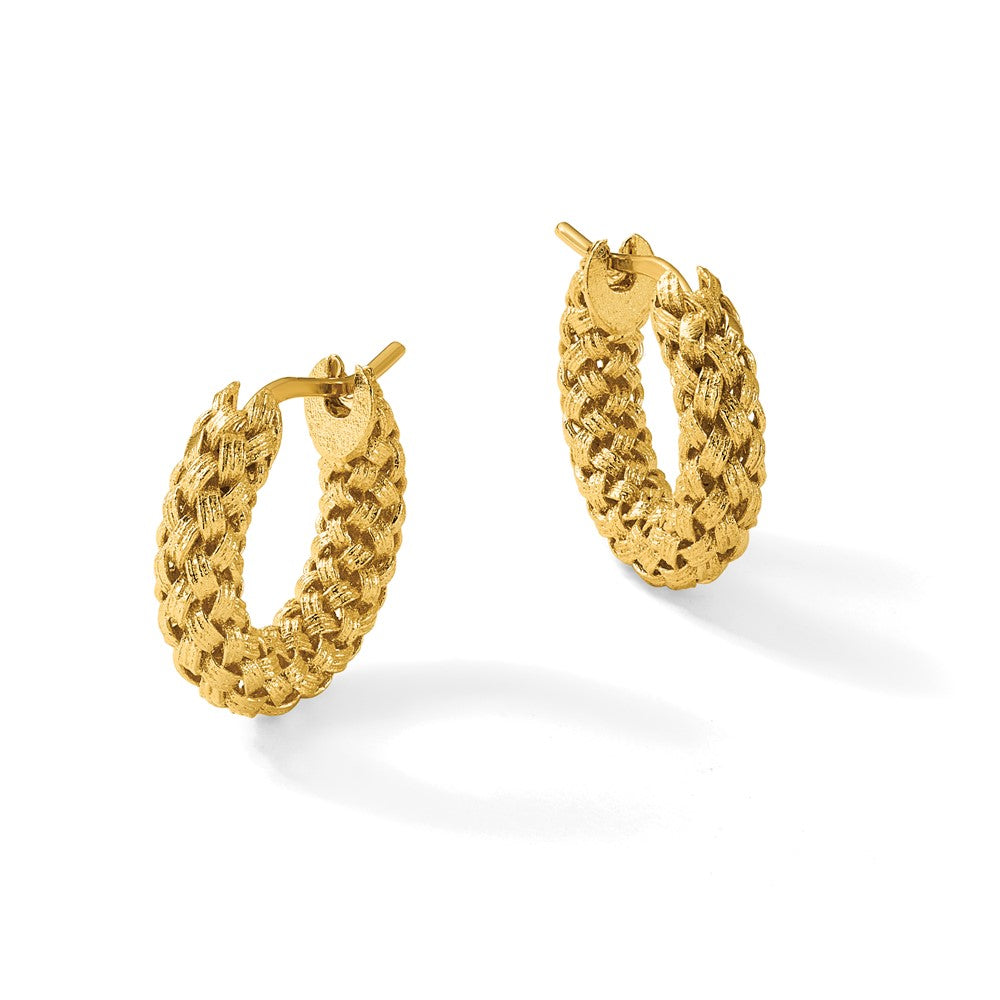 Leslie's 14K Polished and Textured Woven Hoop Earrings - Product Photo