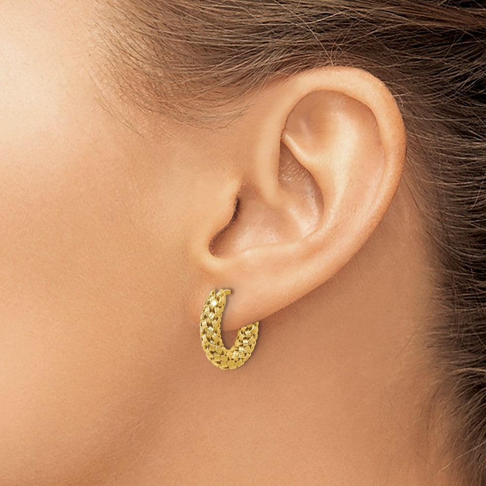 Leslie's 14K Polished and Textured Woven Hoop Earrings - Product Photo