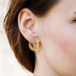 Leslie's 14K Polished and Textured Woven Hoop Earrings - Product Photo