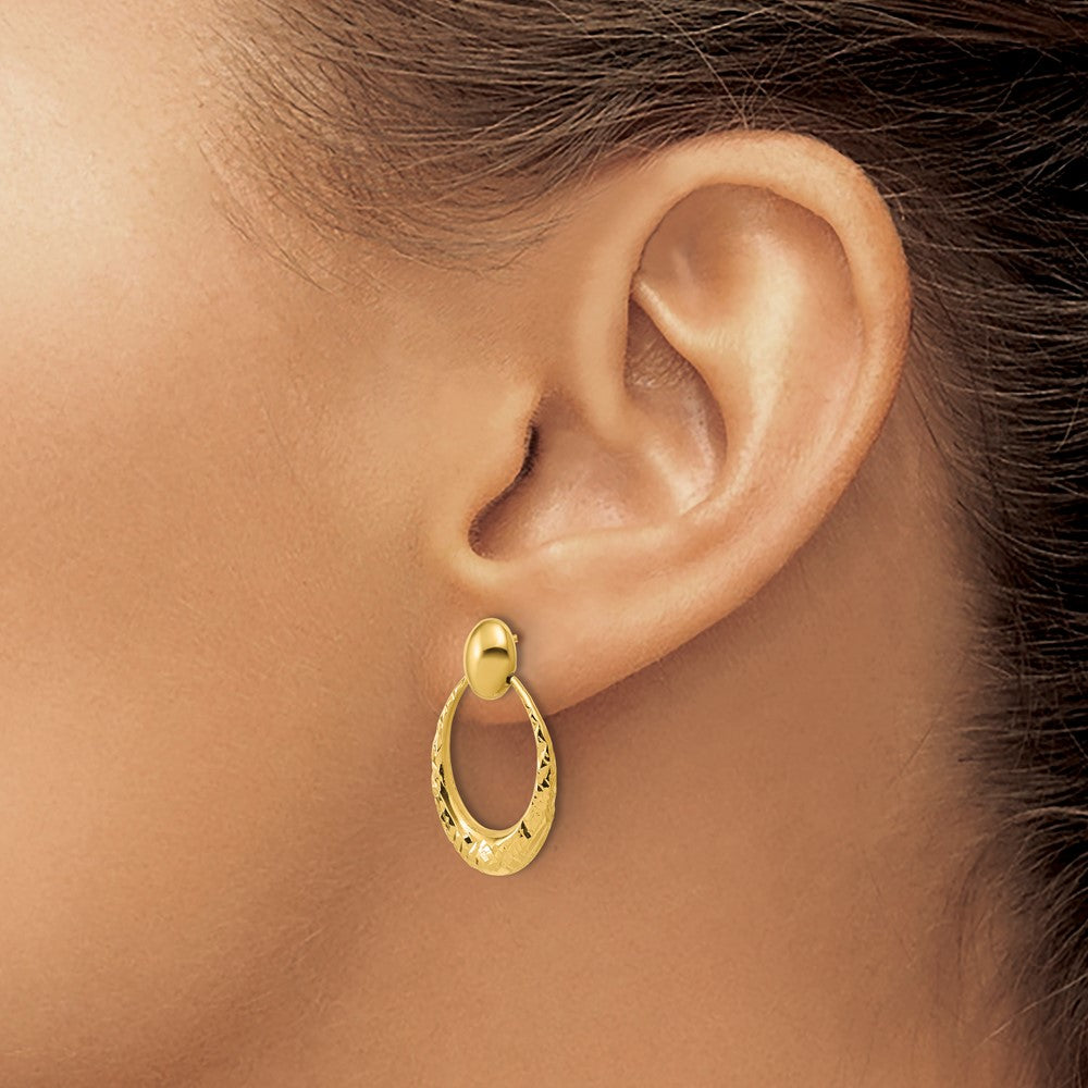 Leslie's 14K Polished and Diamond-cut Oval Dangle Post Earrings - Product Photo