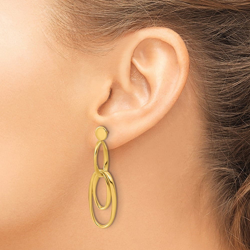 Leslie's 14K Polished Oval Dangle Post Earrings - Product Photo