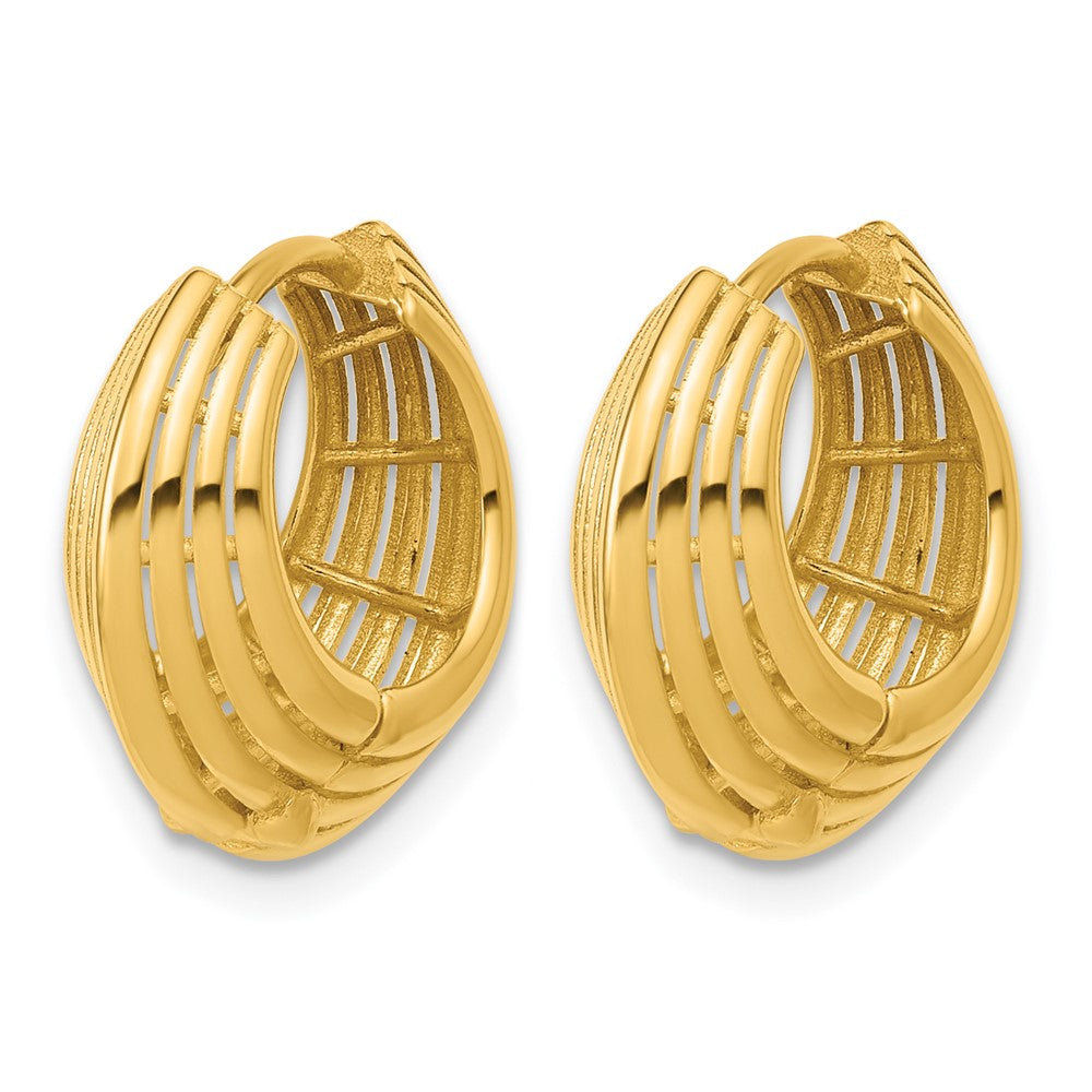 Leslie's 14K Polished Grooved Hinged Hoop Earrings - Product Photo