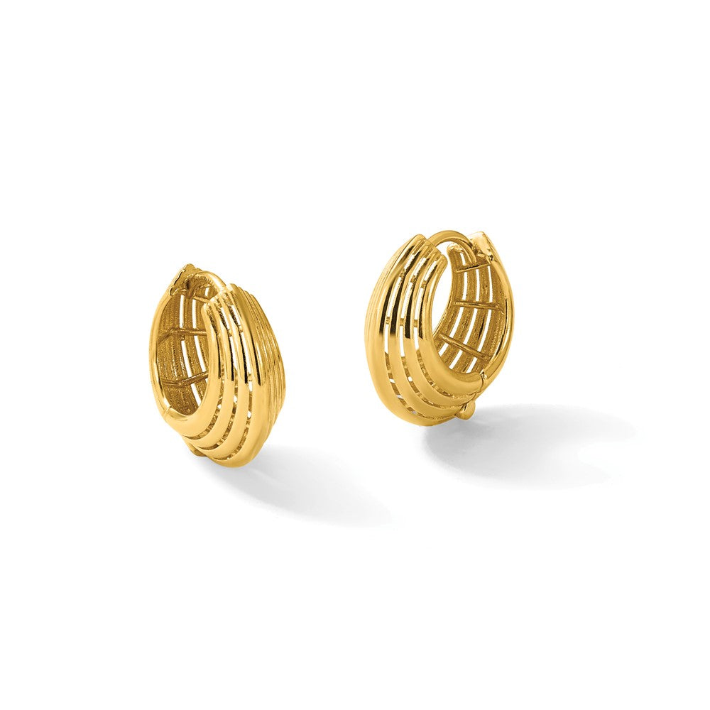 Leslie's 14K Polished Grooved Hinged Hoop Earrings - Product Photo