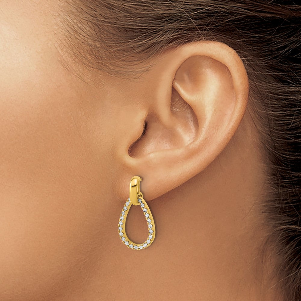 Leslie's 14K w/RH-plating Polished Teardrop Dangle Post Earrings - Product Photo