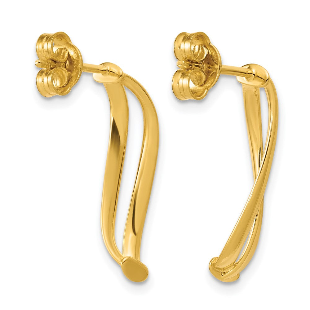 14K Yellow Gold Polished Curve Post Earrings - Product Photo