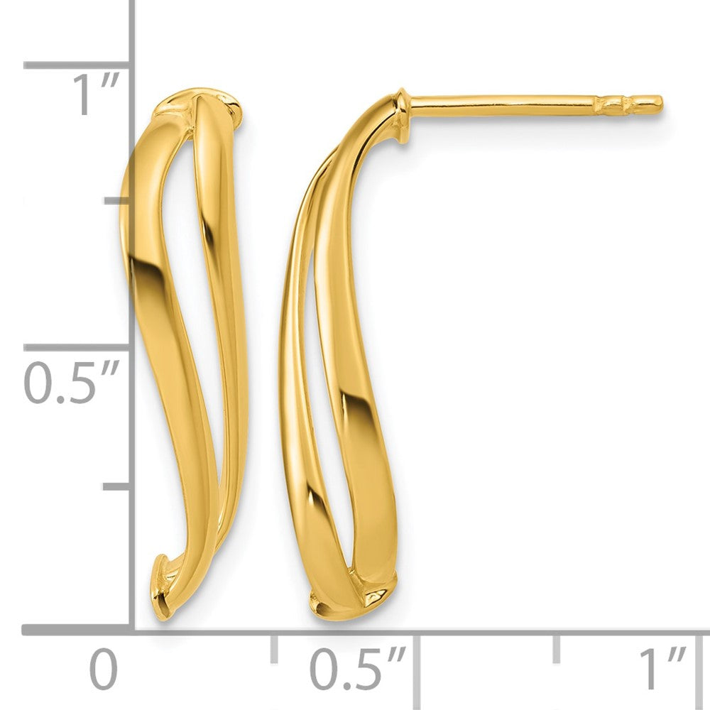 14K Yellow Gold Polished Curve Post Earrings - Product Photo