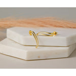 14K Yellow Gold Polished Curve Post Earrings - Product Photo