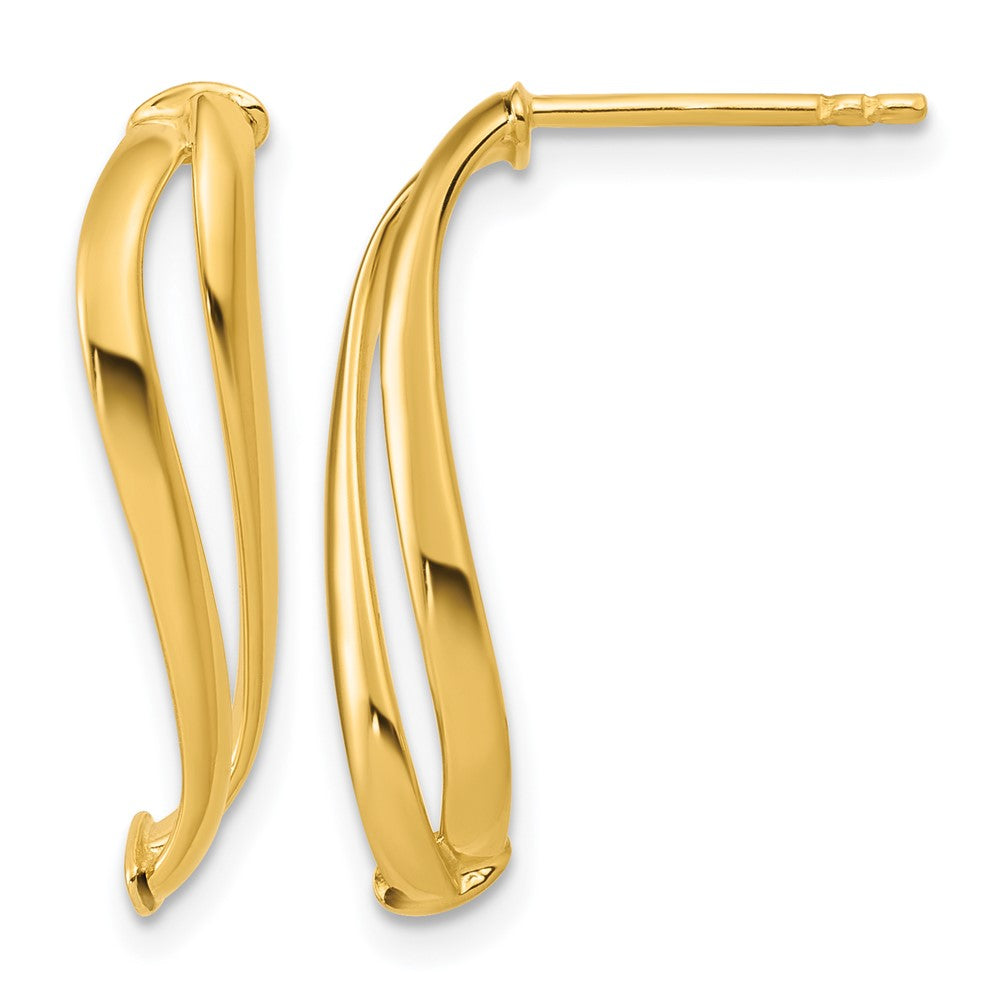 14K Yellow Gold Polished Curve Post Earrings - Product Photo