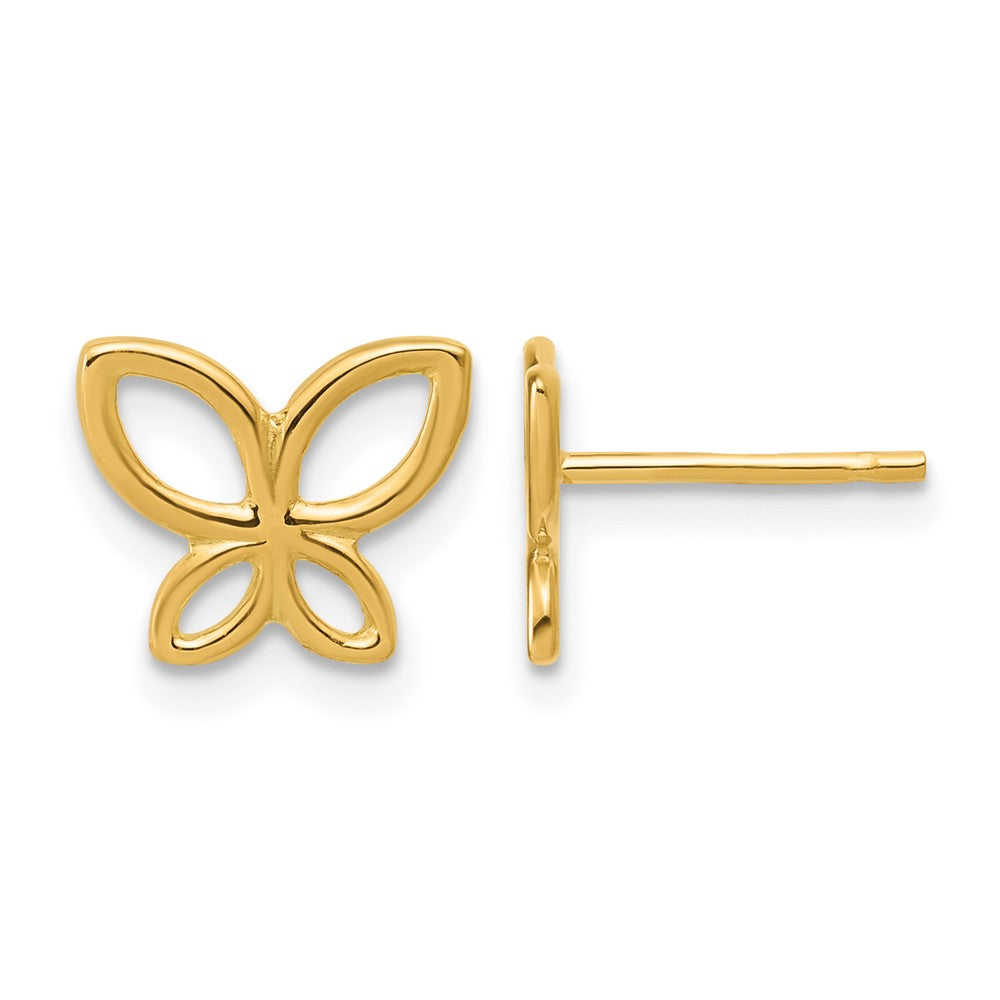 14K Yellow Gold Polished Butterfly Post Earrings