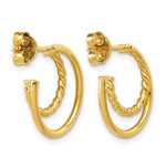 Leslie's 14K Polished and Twisted 2-row J-Hoop Post Earrings - Product Photo