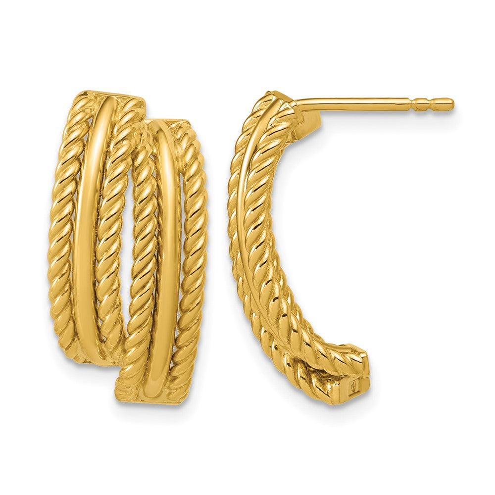 Leslie's 14K Polished and Twisted J-Hoop Post Earrings - Product Photo