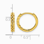 14K Yellow Gold Polished Link Pattern Huggie Hoop Earrings - Product Photo