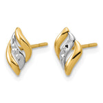 Leslie's 14K w/Rhodium Polished and Diamond-cut Post Earrings - Product Photo
